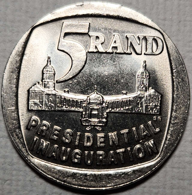 5 (FIVE) RAND - Presidential Inauguration - 1994   -  UNC - Great Coin !!