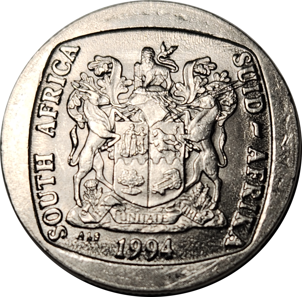 5 (FIVE) RAND - Presidential Inauguration - 1994   -  A/UNC - Very Good Coin !!