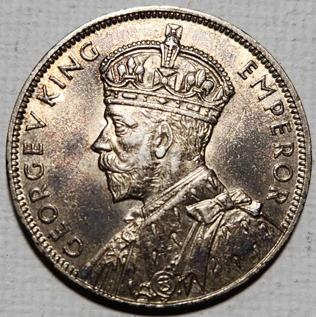 1 (ONE) RUPEE - 1934 - MAURITIUS - UNC - Fantastic coin with stunning toning !!!