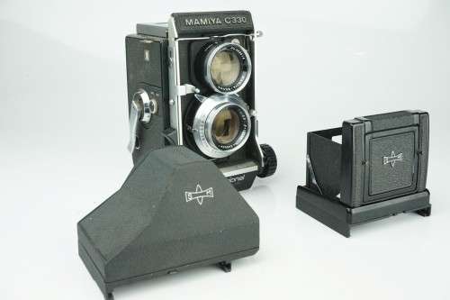 Mamiya C330 Professional Medium Format TLR with 105mm F3.5 Portrait lens, Top and Prism Viewfinder