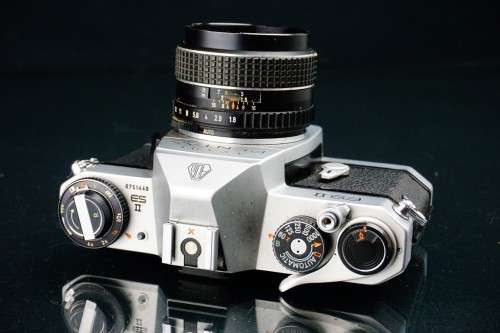 Rare Silver Pentax ES II 35mm SLR with Asahi 55mm F1.8 lens  **Excellent Condition + Leather Case**