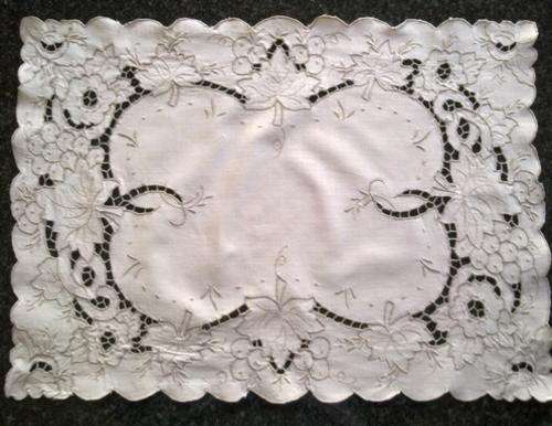 Vintage cutwork table centre or large tray cloth