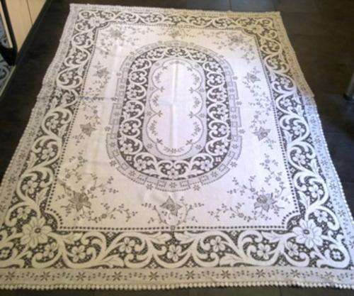 Vintage Nottingham lace tablecloth