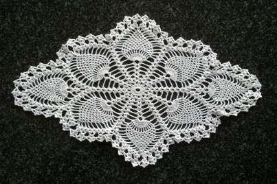 Lovely diamond shape pineapple crochet doilie 38cm