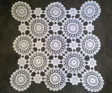 Lovely square white cotton crochet centre piece 64cm