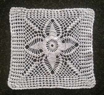 Square white cotton crochet doilie 30cm