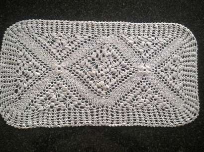 Pretty lacy cream cotton crochet runner / centre piece 63cm