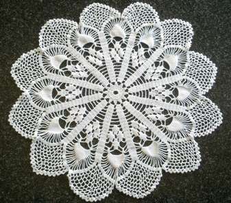 Lovely large white cotton crochet doilie 47cm