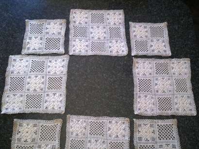 Lovely Lefkara lace table set - 8 table mats, 8 coasters