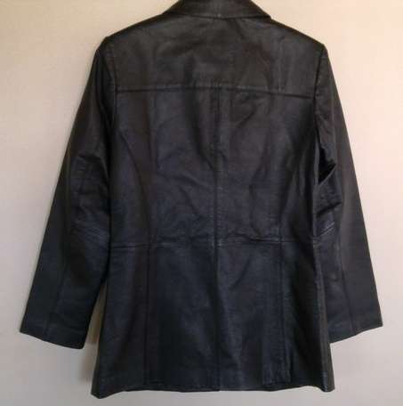 Woolworths genuine leather black jacket - Size 10 / 34