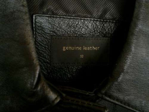 Woolworths genuine leather black jacket - Size 10 / 34