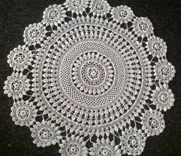 Large white cotton crochet doilie 56cm