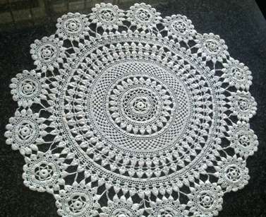 Large white cotton crochet doilie 56cm