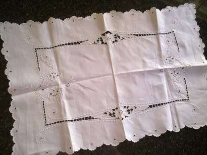 Madeira white Irish linen tablemat / centre piece