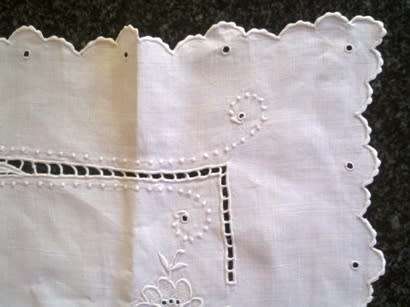 Madeira white Irish linen tablemat / centre piece