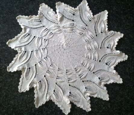 Beautiful large knitted doilie 44cm