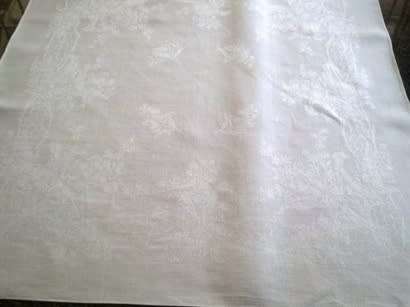 Two extra large vintage Damask linen dinner serviettes