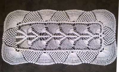 Soft white cotton crochet runner 72cm