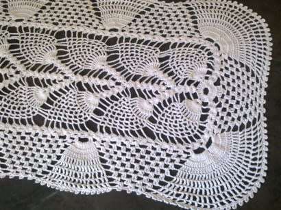 Soft white cotton crochet runner 72cm