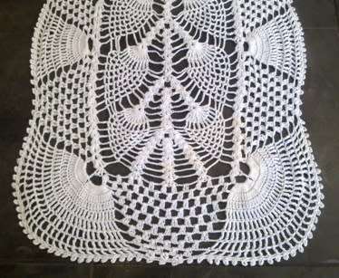 Soft white cotton crochet runner 72cm