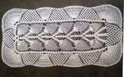 Soft white cotton crochet runner 72cm