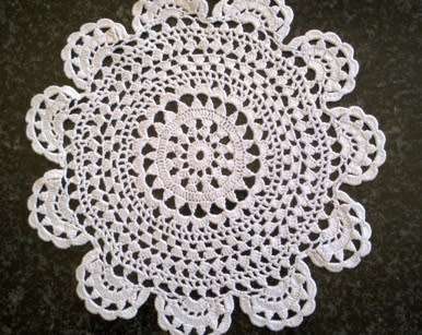 Two pretty white cotton crochet doilies 18cm