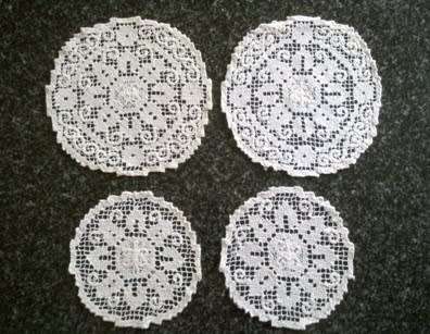 Collection of hand knotted lace doilies