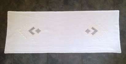 Hand embroidered long cotton runner 1.02m