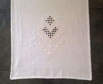 Hand embroidered long cotton runner 1.02m