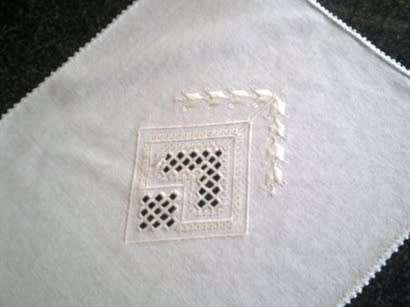 Hand embroidered long cotton runner 1.02m