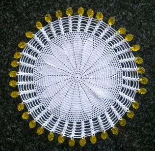 Stunning vintage crochet glass beaded doilie 24cm