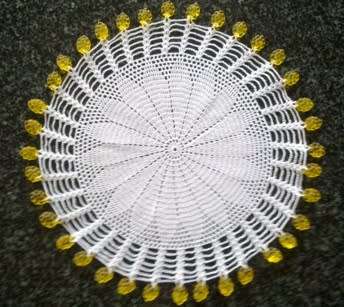 Stunning vintage crochet glass beaded doilie 24cm