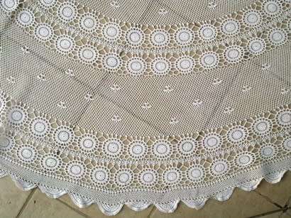 Large round crochet tablecloth 2.25m