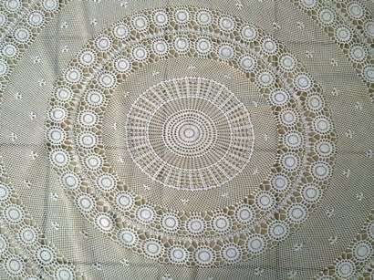 Large round crochet tablecloth 2.25m