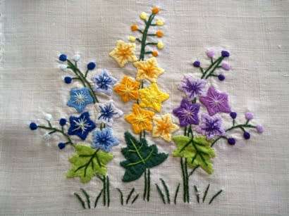 Elegant vintage fine linen hand embroidered placemats x 5