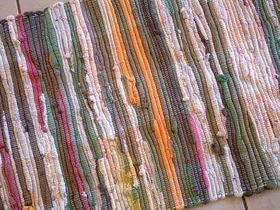 Colourful cotton hand made rag rug / runner 87cm