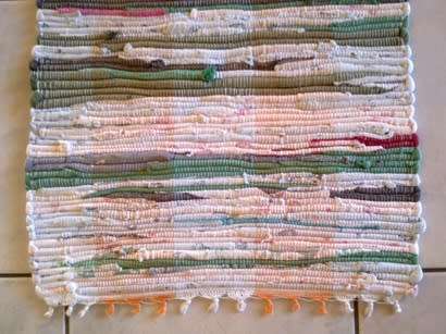 Colourful cotton hand made rag rug / runner 87cm