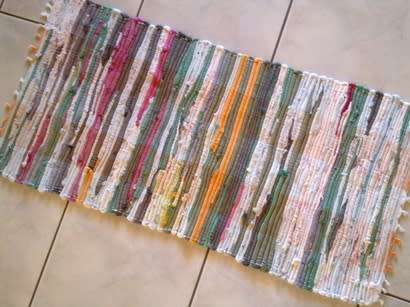 Colourful cotton hand made rag rug / runner 87cm