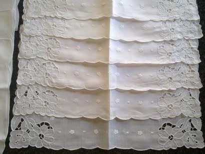 Embroidered white cotton table set