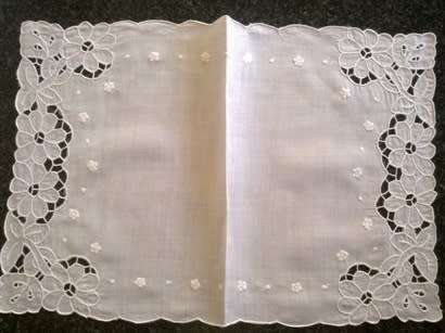 Embroidered white cotton table set