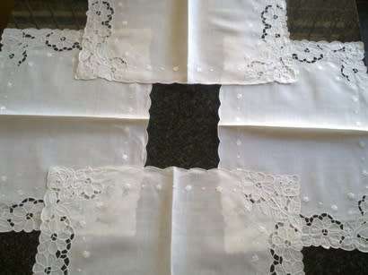 Embroidered white cotton table set