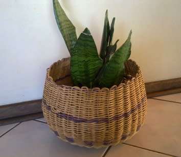 Round squat woven basket / plant pot 22cm