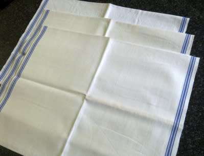 Three vintage French linen kitchen towels