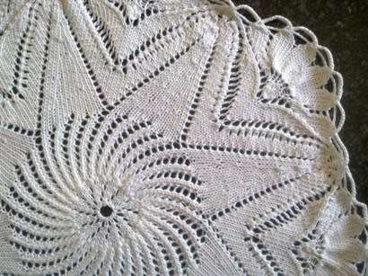 Stunning white cotton knitted doilie 33cm