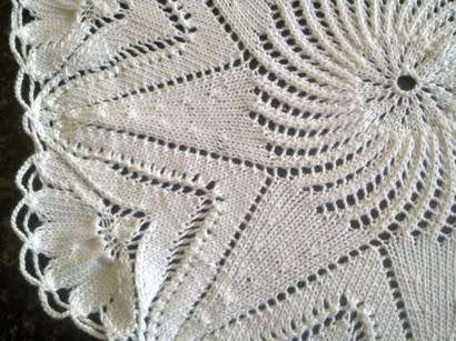 Stunning white cotton knitted doilie 33cm
