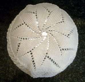 Vintage cream cotton knitted baby bonnet / cap