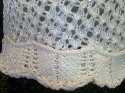 Vintage cream cotton knitted baby bonnet / cap