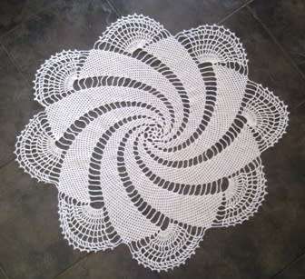 Striking large pinwheel crochet doilie 70cm