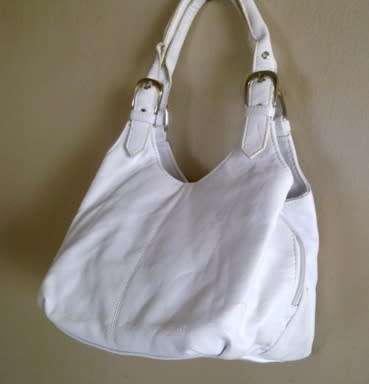 White faux leather handbag