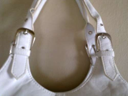 White faux leather handbag